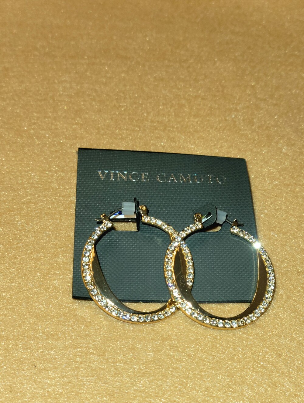 Vince Camuto Gold Crystal Pave Hoop Earrings
